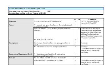 Page 1 Hazard and OHS Risk Assessment Report Form Education ...