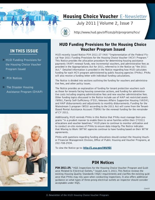 Housing Choice Voucher Newsletter - July 2011, Volume 2 ... - HUD