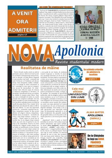 A VENIT ORA ADMITERII - Universitatea "Apollonia" din Iasi