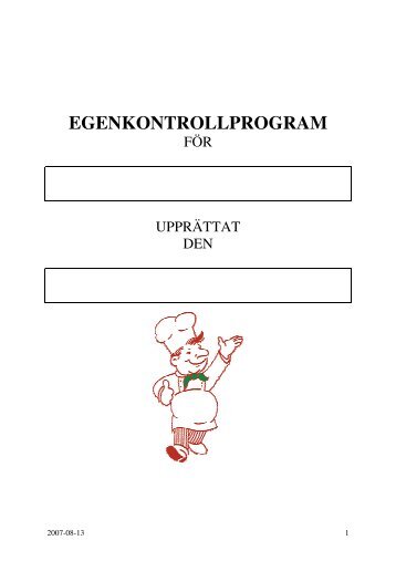 HjÃ¤lp till att skapa ett egenkontrollprogram