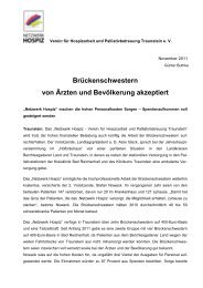 Brückenschwestern von Ärzten und Bevölkerung ... - Netzwerk Hospiz