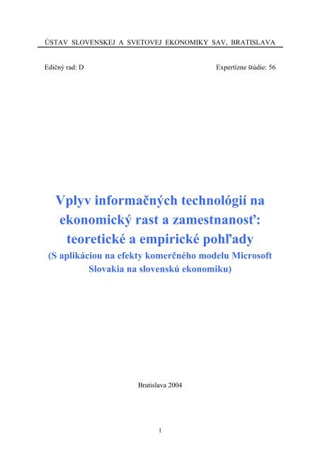 Vplyv informaÄnÃ½ch technolÃ³giÃ­ na ekonomickÃ½ rast a ... - Menbere