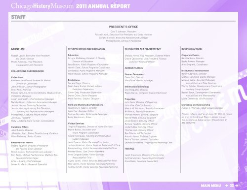 2011 ANNUAL REPORT - Chicago History Museum