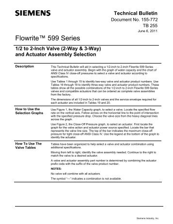 Tech Sheet for Siemens Flowrite 599-Series Valve & Actuator ...