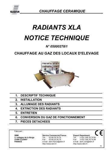 RADIANTS XLA NOTICE TECHNIQUE - Progatec SA