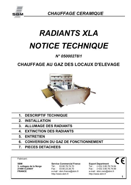 RADIANTS XLA NOTICE TECHNIQUE - Progatec SA