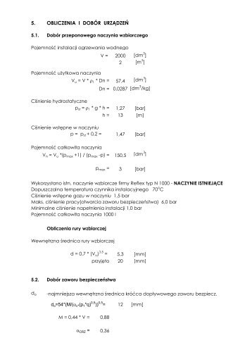 5. OBLICZENIA I DOBÃR URZÄDZEÅ - IPZP