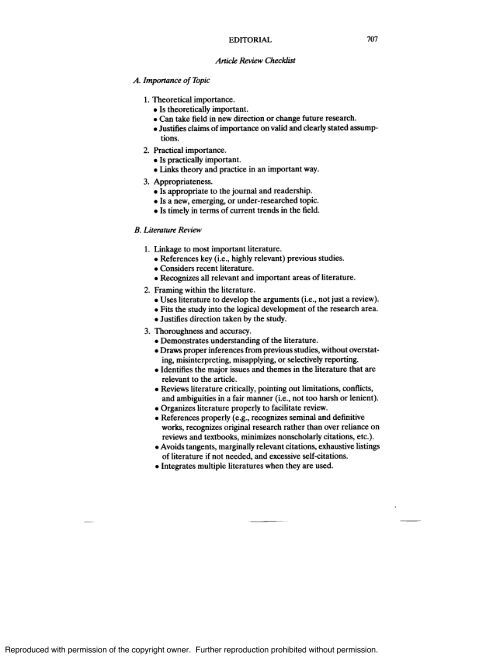 Article review checklist: A criterion checklist for reviewing research ...