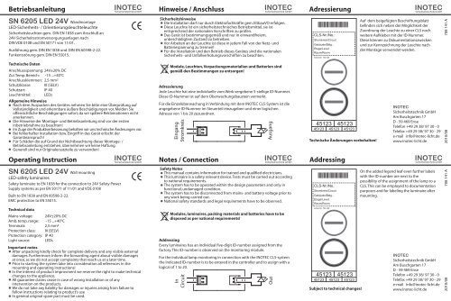 Betriebsanleitung - INOTEC Sicherheitstechnik GmbH