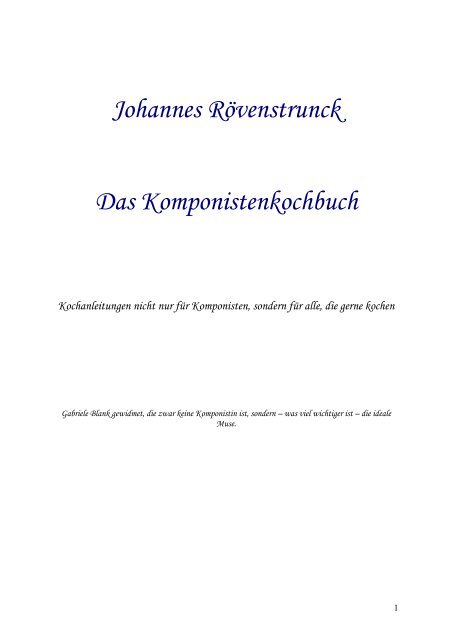 Johannes Rövenstrunck Das Komponistenkochbuch