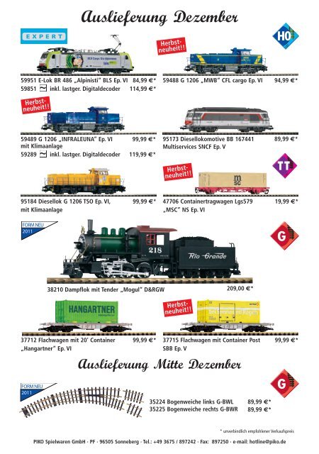 Auslieferung Dezember - Modellbahn Apitz