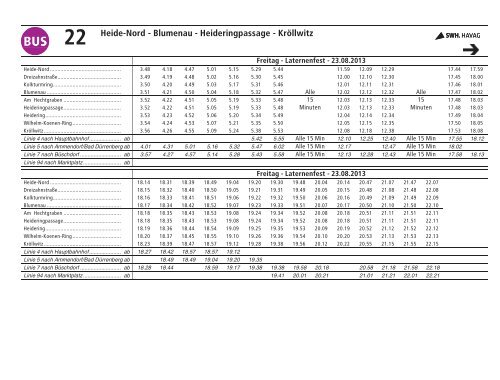Fahrplan Linie 22