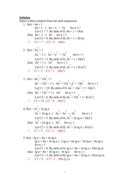 1 Solution Select A Theta Notation From For Each Expression 1 F N