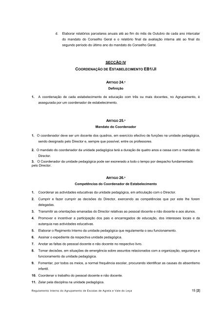 Regulamento Interno - Agrupamento de Escolas da Agrela e Vale ...