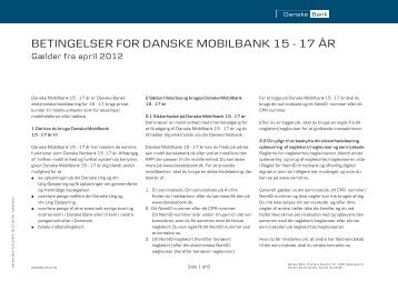 Betingelser for Danske Mobilbank 15-17 Ã¥r - Danske Bank