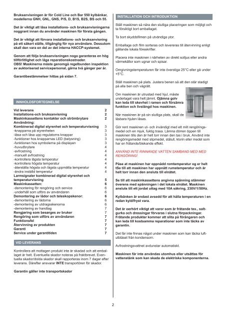 Brukanvisning Cold Line Bar 550 (SWE).pdf - Porkka