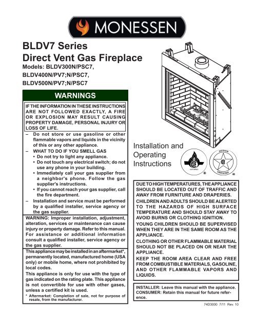 Manual - Unvented Gas Log Heater or Vented Decorative Appliance