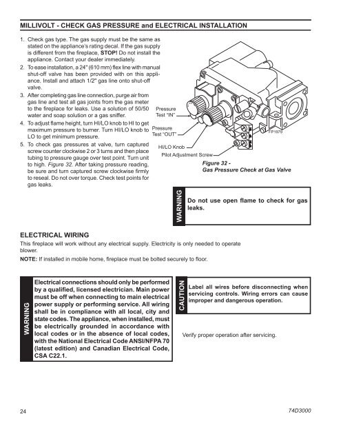 Manual - Unvented Gas Log Heater or Vented Decorative Appliance