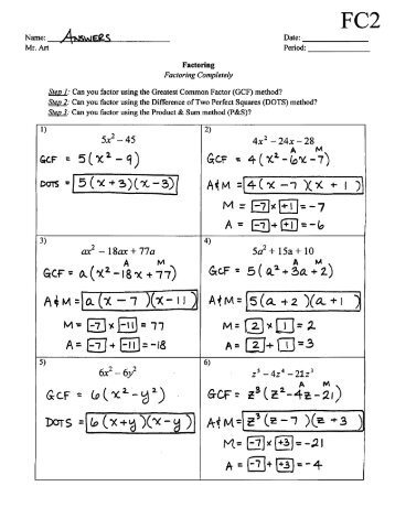 Factoring Completely - Worksheet - FC2 - Answers.pdf