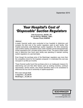 'Disposable' Suction Regulators - nautilus surgical, inc