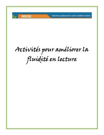 ActivitÃ©s pour amÃ©liorer la fluiditÃ© en lecture