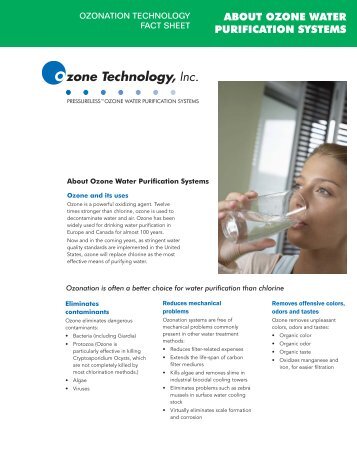 Water purification system datasheet (PDF) - Technical Arts Group