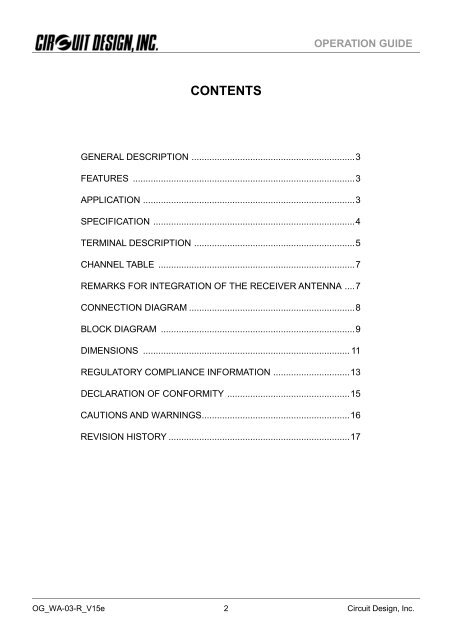 WA-TX-03-R / WA-RX-03-R Operation Guide - Circuit Design, Inc.