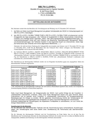 Änderungen 19.12.2013 - Delta Lloyd Asset Management