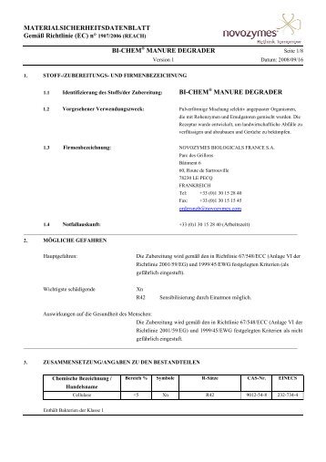 MATERIALSICHERHEITSDATENBLATT GemÃ¤Ã ... - Reininghaus