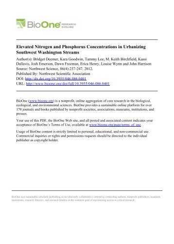 Elevated Nitrogen and Phosphorus Concentrations in Urbanizing ...