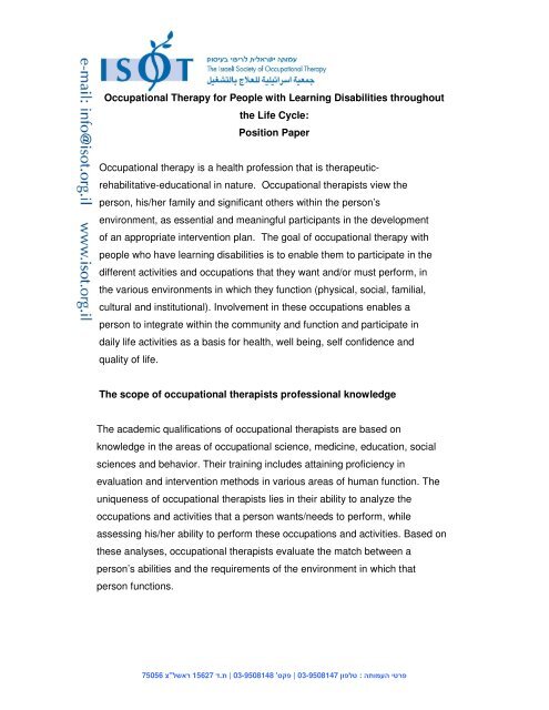 Occupational Therapy for People with Learning Disabilities ...