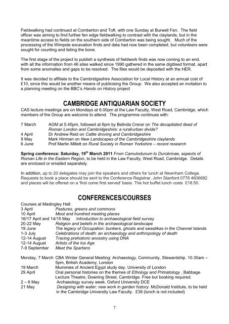 CAFG newsletter 162 - Cambridge Archaeology Field Group