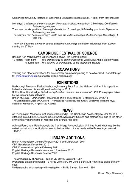 CAFG newsletter 162 - Cambridge Archaeology Field Group