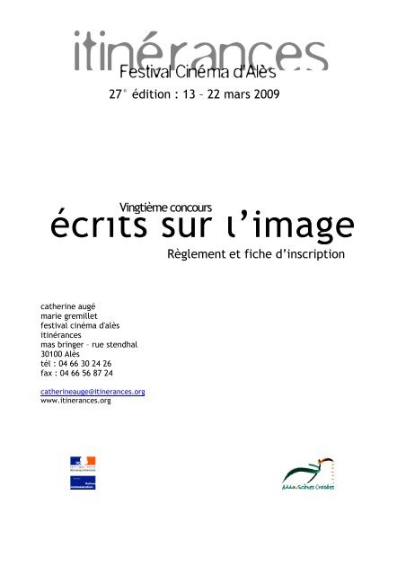 le RÃ©glement et la Fiche d'inscription du concours Ãcrits sur l'image