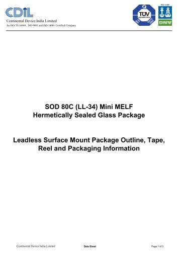 SOD 80C (LL-34) Mini MELF Hermetically Sealed Glass Package ...