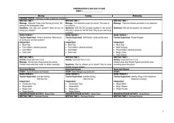 5s 6s AM Class Fourth Quarter Daily Plans (sample)