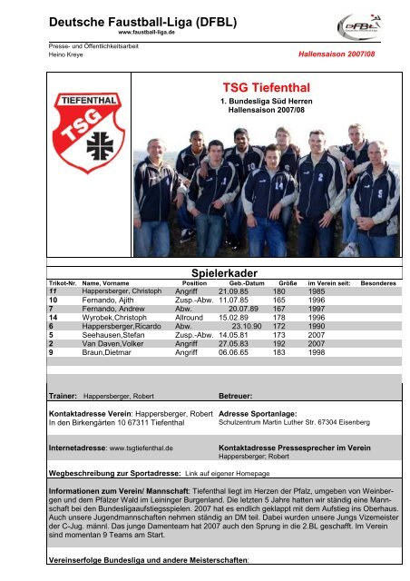 Deutsche Faustball-Liga (DFBL) TSG Tiefenthal