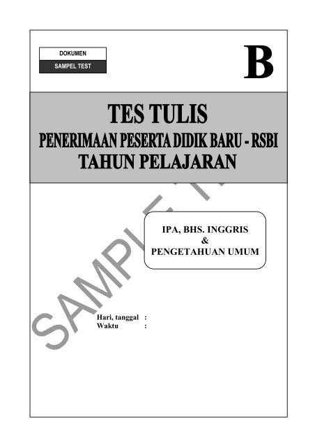 Contoh Soal Tes Akademik Masuk Sd