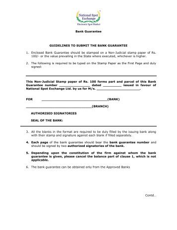 Application for Bank guarantee / Fixed Deposit - National Spot ...