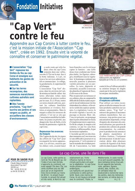 "Cap Vert" contre le feu - Fondation pour la Nature et l'Homme