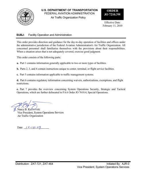 ORDER JO 7210.3W - TFM Learning - FAA
