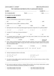 Test d'ingresso di Matematica 2012/2013 - Liceo Classico C.Cavour