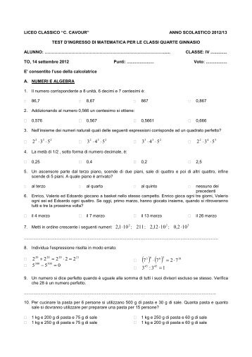 Test Ingresso Liceo Classico test d ingresso di italiano as 2011 2012 liceo classico Test Ingresso Liceo Classico test d ingresso di italiano as 2011 2012 liceo classico