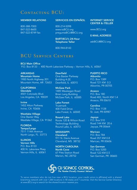 Bcu Customer Service >> Contacting Bcu Bcu Service Centers Bcu Customer Service >> Contacting Bcu Bcu Service Centers