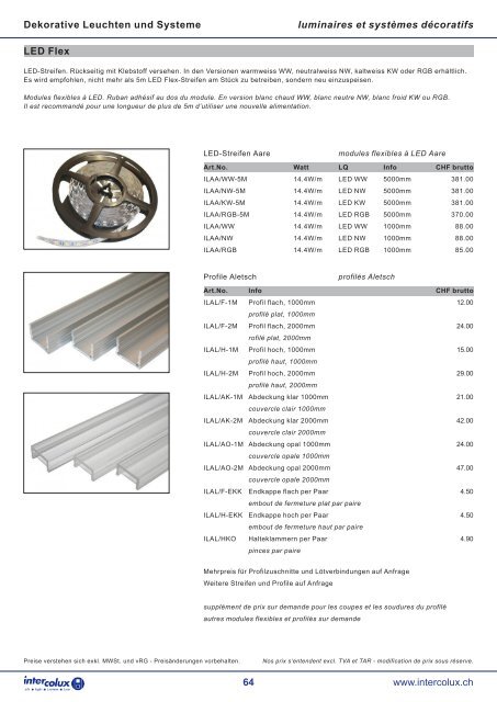 64 LED Flex Dekorative Leuchten und Systeme luminaires et ...