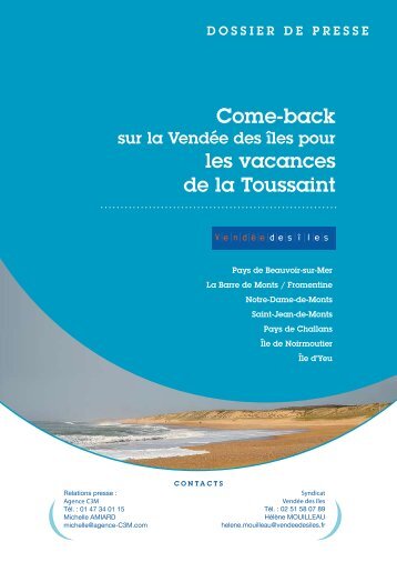 Dossier de presse Come Back sur VendÃ©e des Iles Ã  ... - Agence C3M