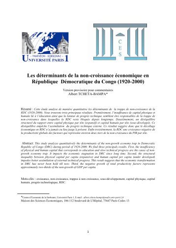 Les dÃ©terminants de la croissance Ã©conomique en RÃ©publique ...