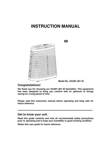 Download User Manual - Air and Water Centre