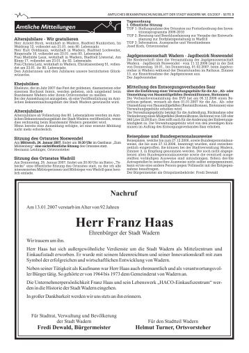 Herr Franz Haas - Wadern