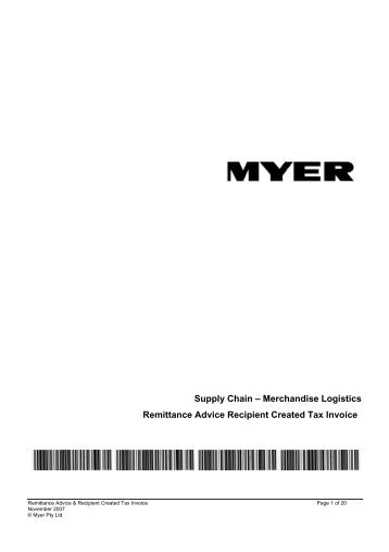 Remittance Advice - Myer Supplier Information Website